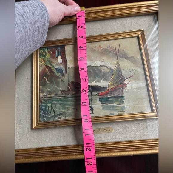 R.F Wally Original Oil Painting Of Sail Boat Signed - Picture 7 of 11